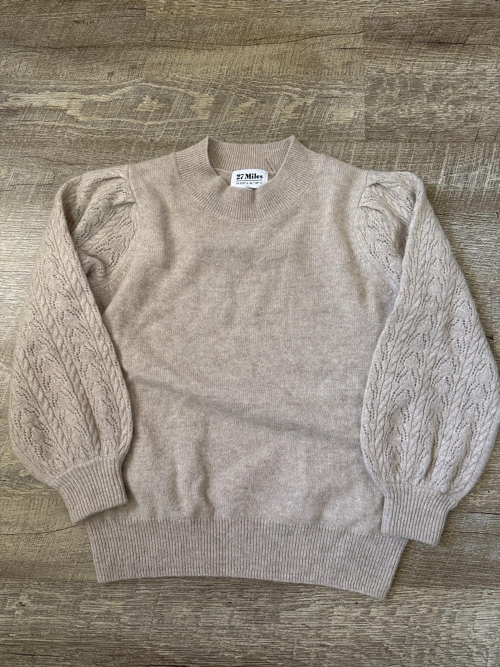 27 Miles Beige Cashmere Sweater Size XS